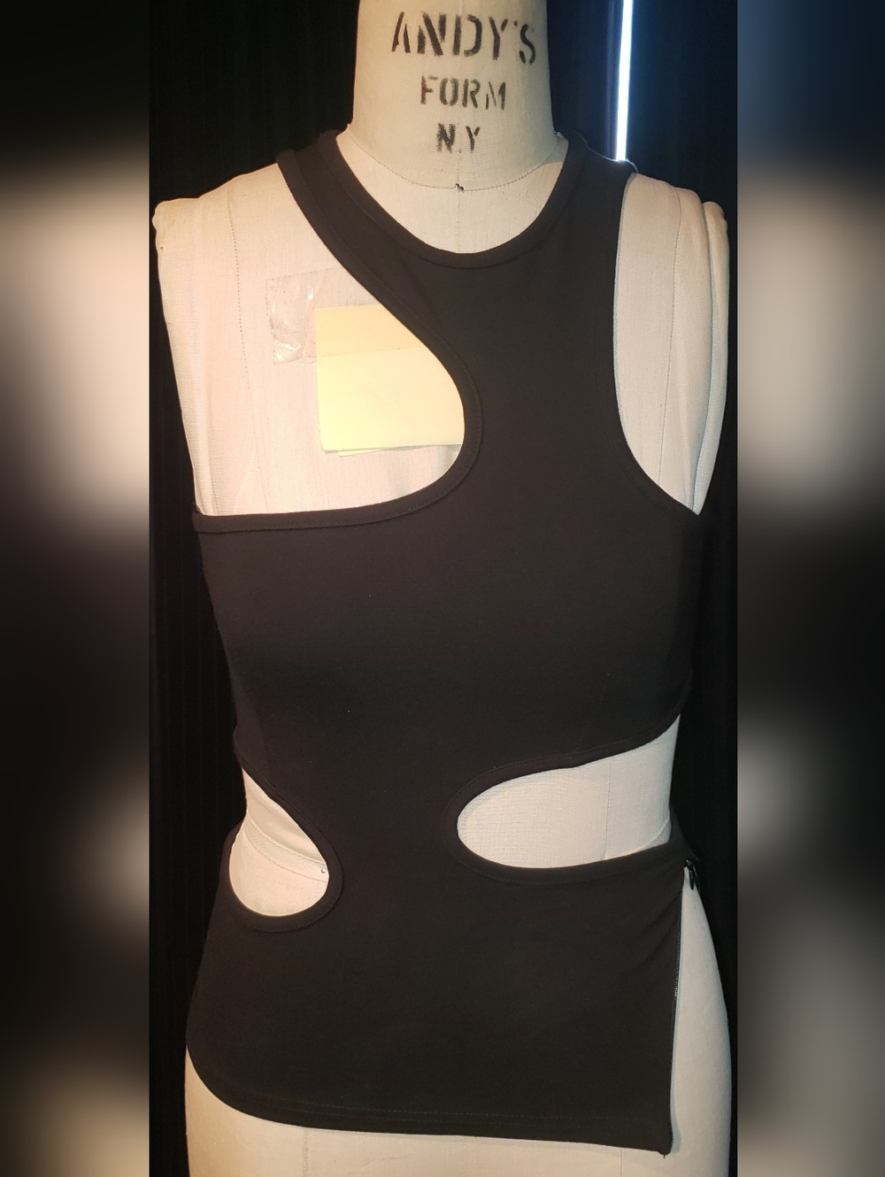 Materiel TBLISI Jet Black Fitted Crop Cut Out Top